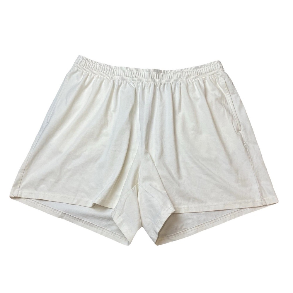 SKIMS Outdoor Heavy Cotton Jersey Long Short Cream Shorts Marble NWT